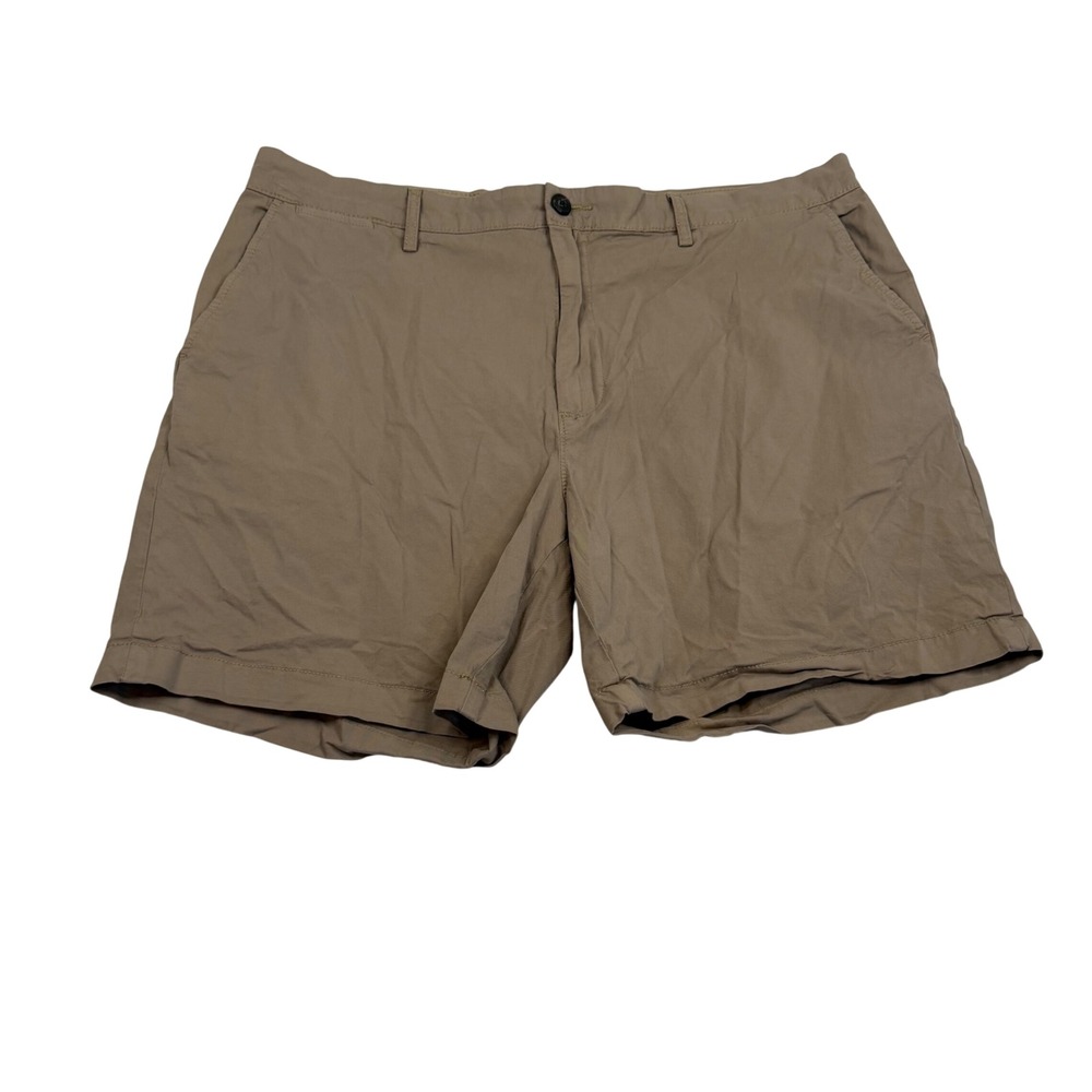 Goodthreads Mens Chino Shorts 38W Khaki Tan Flat Front Cotton Casual 4668